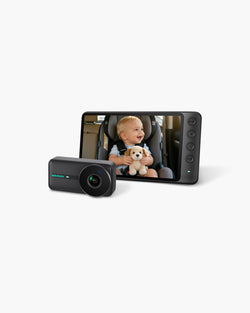 WEMOH C1 single-camera baby car monitor in white with camera and display for clear rear-seat baby viewing.