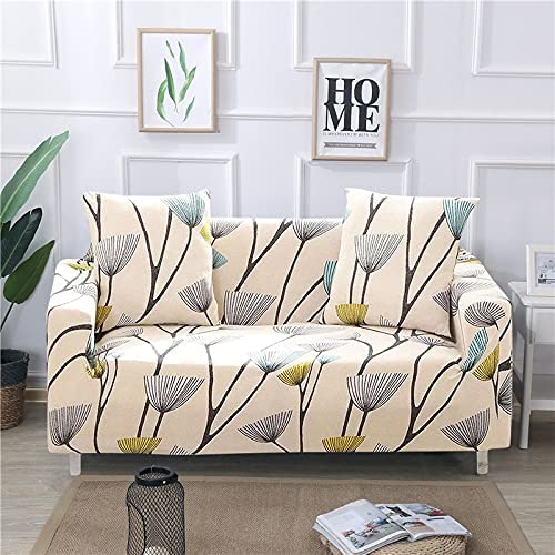 Wemoh Flower Printed Couch Cover Stretch Sofa Cover Sofa Slipcover Furniture Cover Protector for 3 Cushion Couch with Two Free Pillow Case