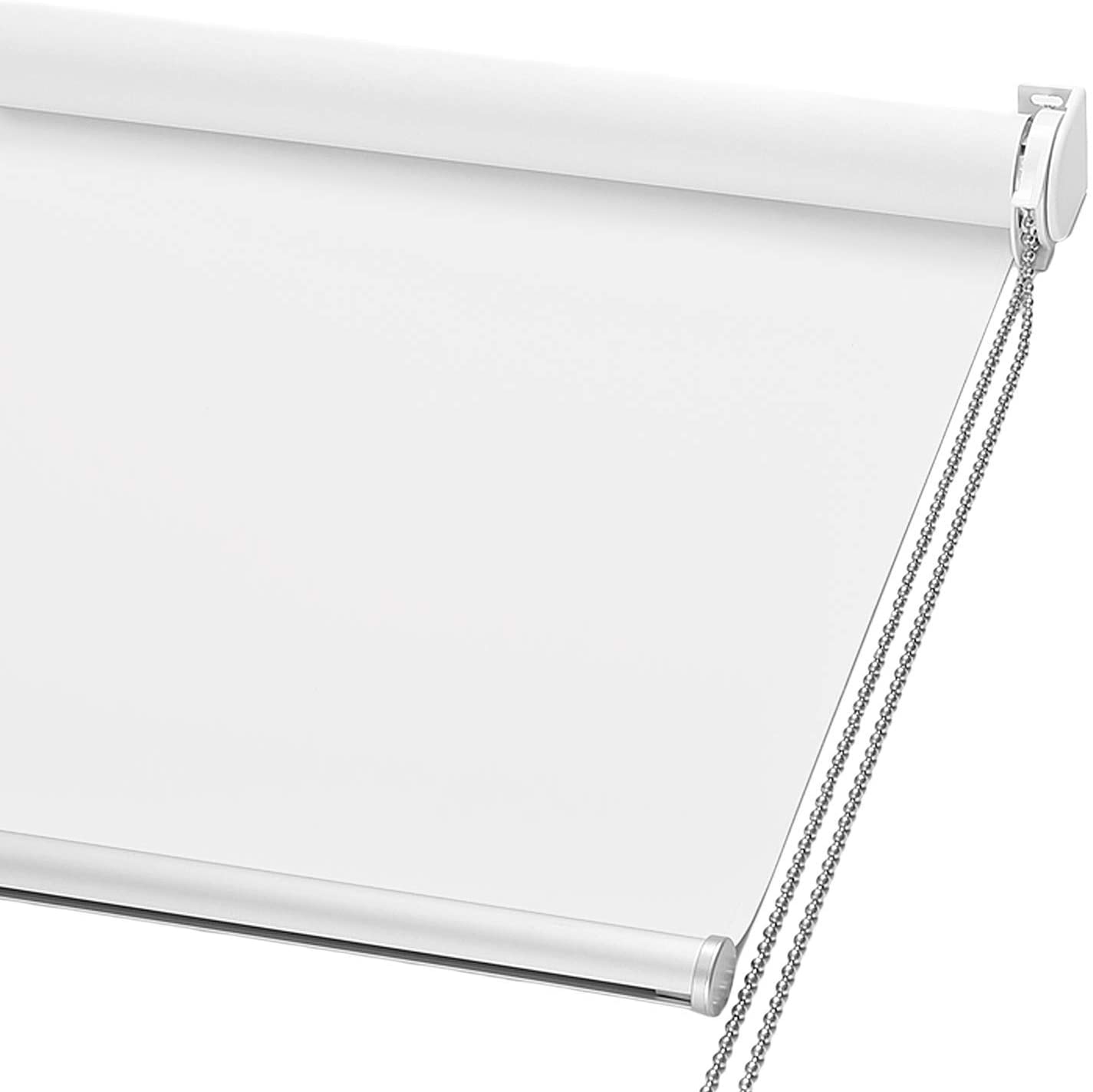 Wemoh 100% Blackout Roller Shade, Window Blind with Thermal Insulated, UV Protection Fabric. Total Blackout Roller Blind for Office and Home. Easy to Install. White,20" W x 72" H