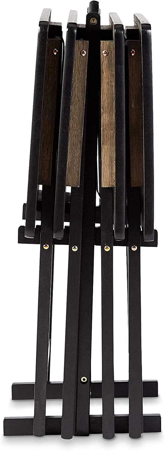 Wemoh Classic TV Dinner Folding Trays with Storage Rack, Black - Set of 4