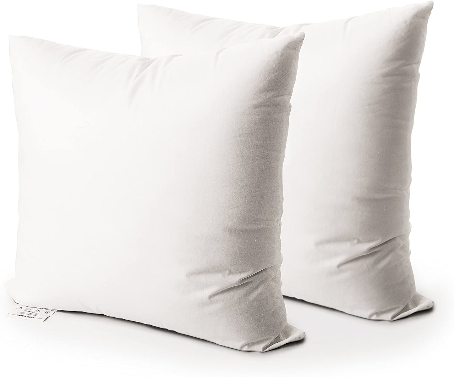 Wemoh Throw Pillow Insert, Set of 2 Down Alternative Polyester Square Form Decorative Pillow, Cushion,Sham Stuffer. (White, 18x18)